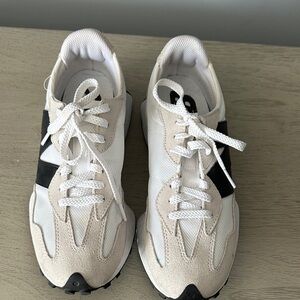 New Balance White and Beige Sneakers